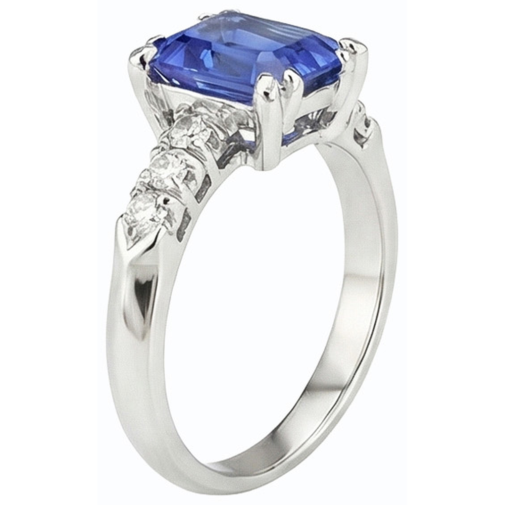 Natural Earth Mined Diamond ( Not Lab Grown ) Anniversary Ring Emerald Light Blue Sapphire 3 Carats