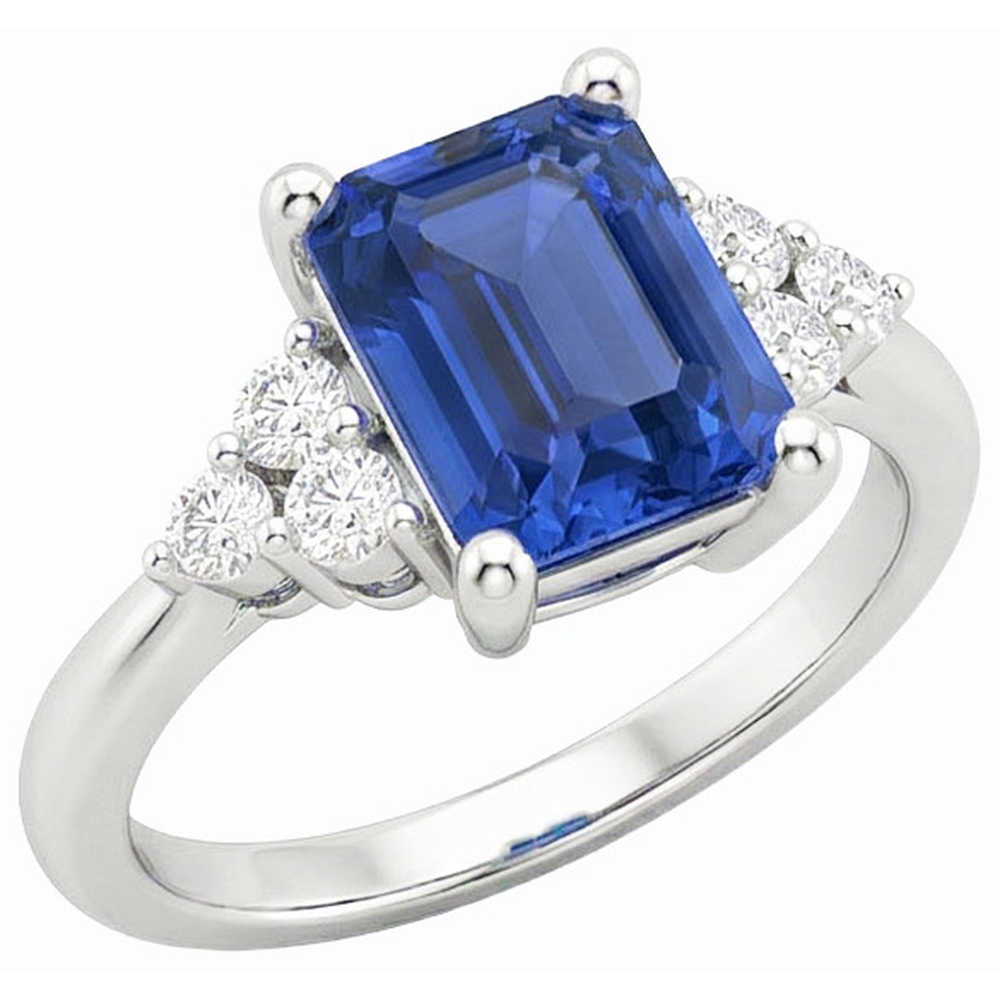 natural emerald sapphire 3.50ct ring side angle
