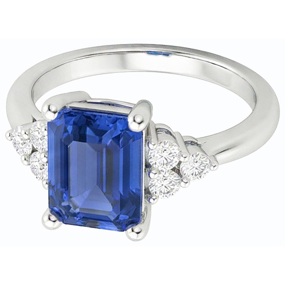 natural emerald sapphire 3.50ct ring close up detail