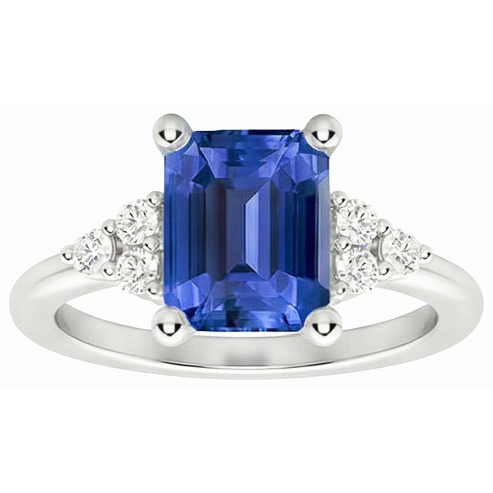 natural emerald sapphire 3.50ct ring profile view