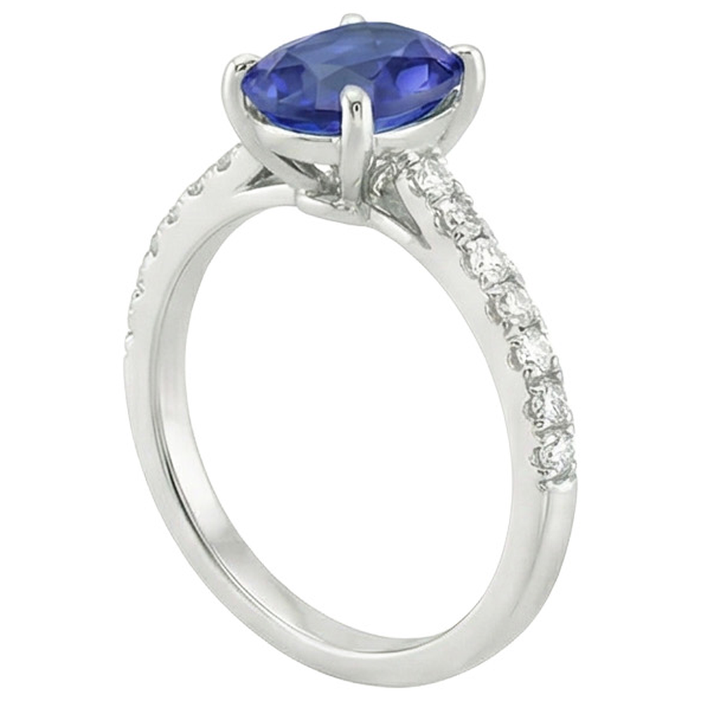 natural round sapphire 5ct ring profile view