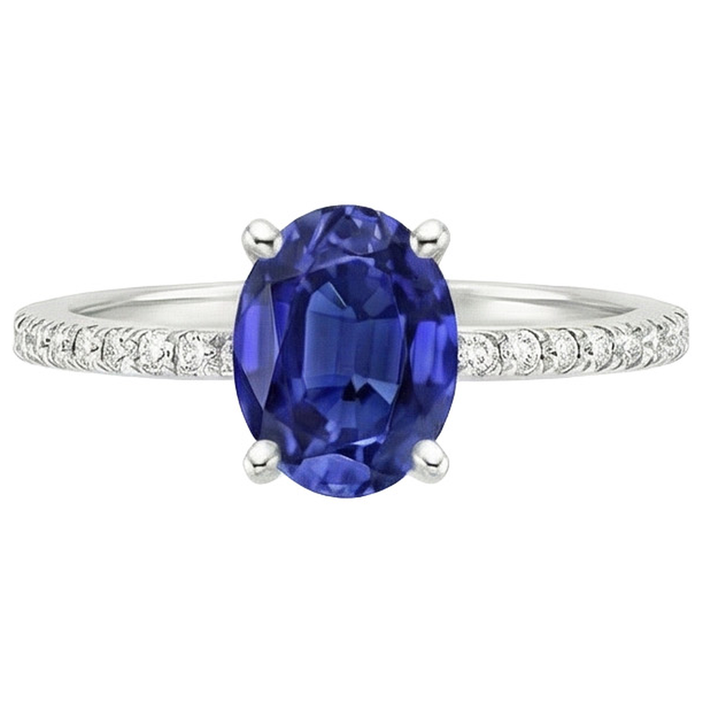 natural round sapphire 5ct ring on white background