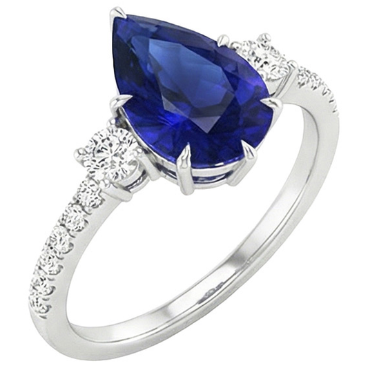 natural round sapphire 5.50ct ring close up detail