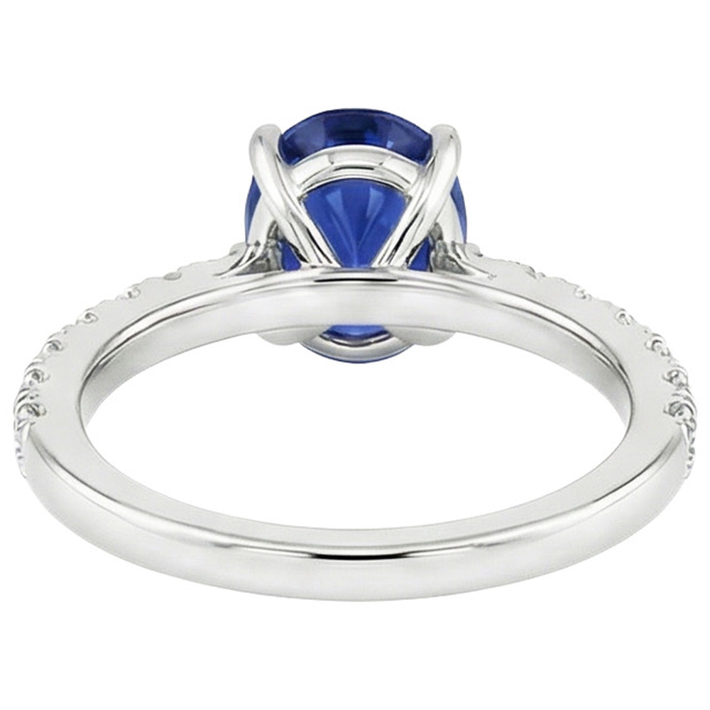 natural round sapphire 4ct ring top view