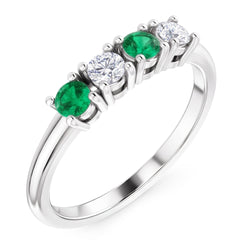 Natural Earth Mined Diamond ( Not Lab Grown ) Band 0.80 Carats Green Emerald Ladies Jewelry New