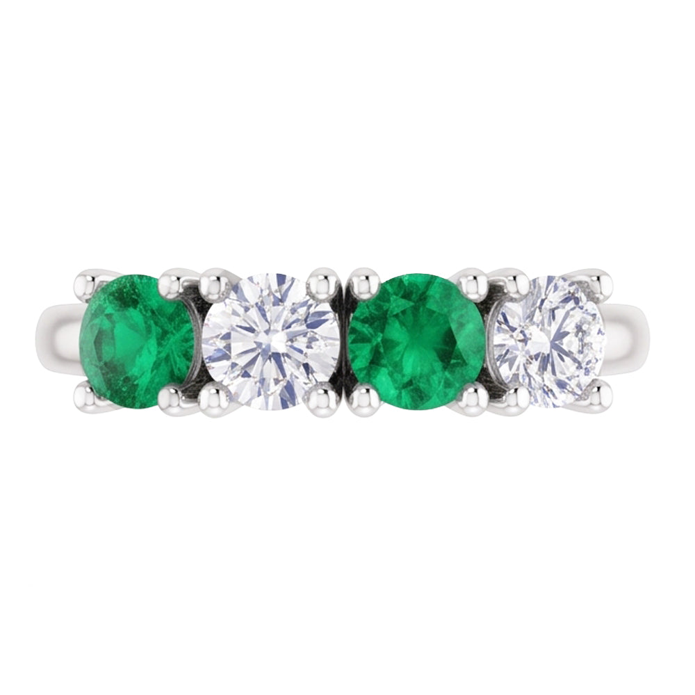 Natural Earth Mined Diamond ( Not Lab Grown ) Band 0.80 Carats Green Emerald Ladies Jewelry New
