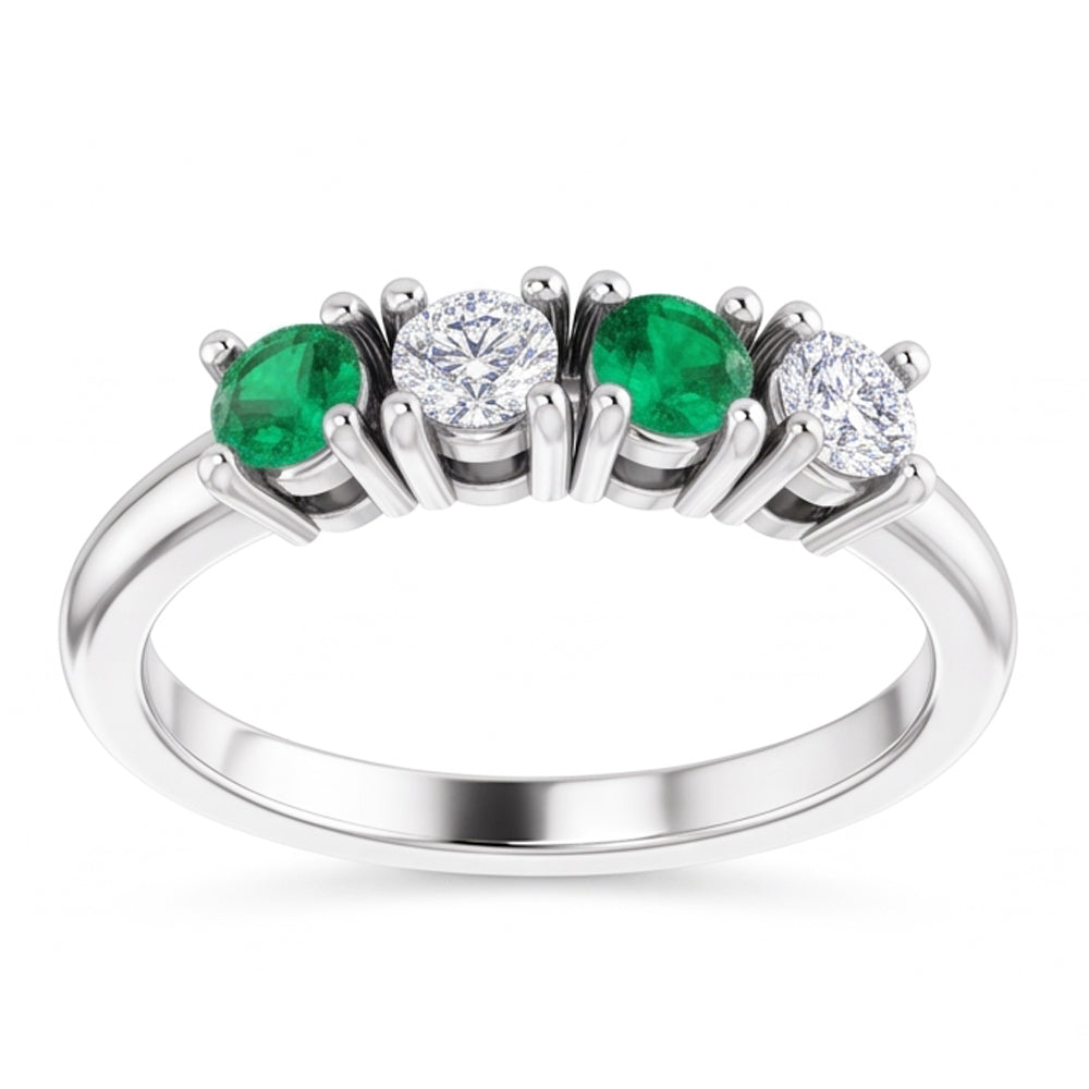 Natural Earth Mined Diamond ( Not Lab Grown ) Band 0.80 Carats Green Emerald Ladies Jewelry New