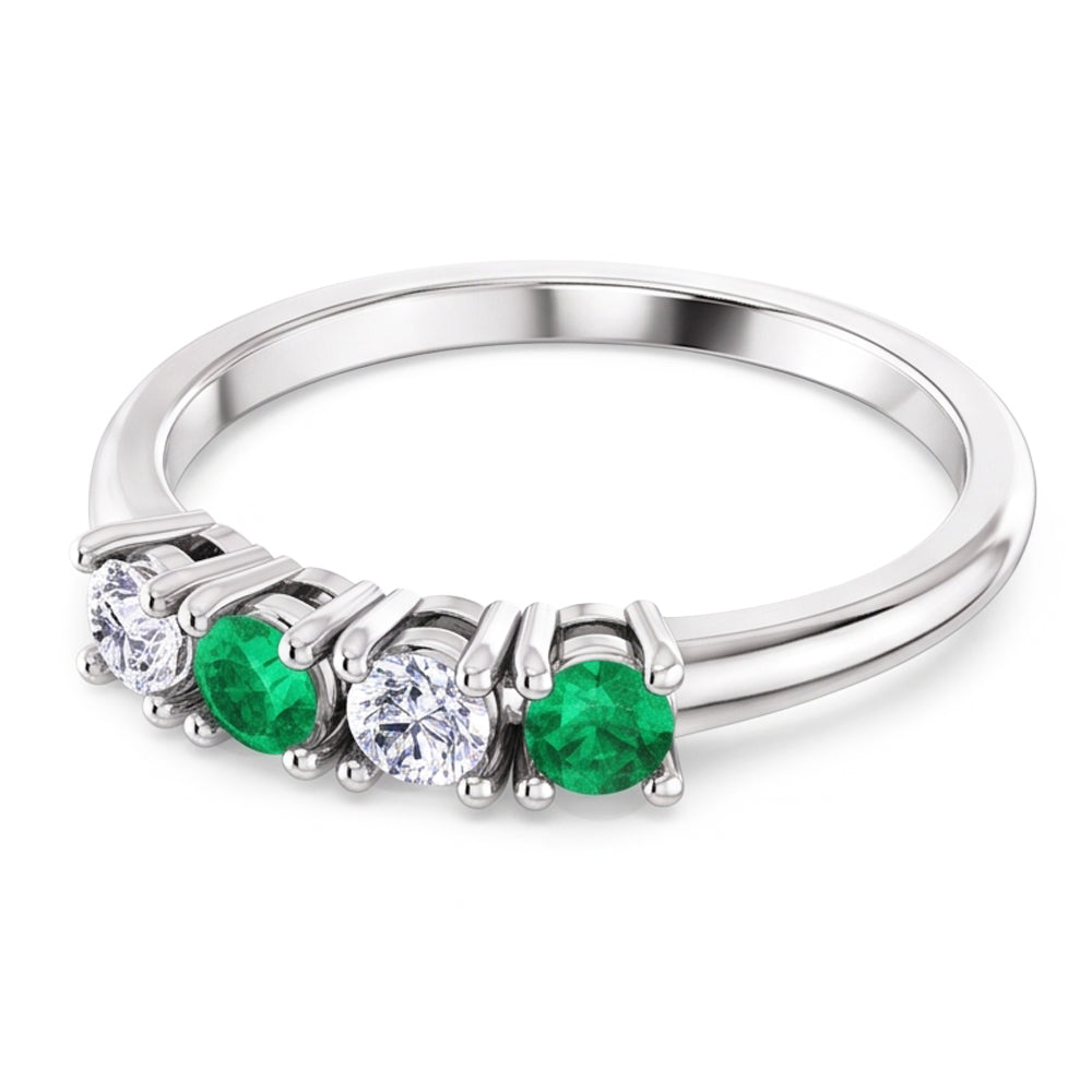Natural Earth Mined Diamond ( Not Lab Grown ) Band 0.80 Carats Green Emerald Ladies Jewelry New