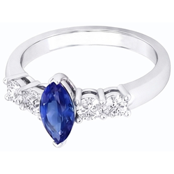 Natural Sapphire Ring 1.50ct - White Gold 14K