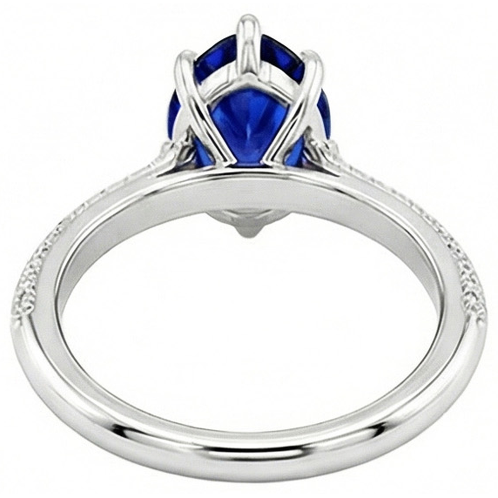 Natural Earth Mined Diamond ( Not Lab Grown ) Ceylon Sapphire Wedding Ring Prong Set Jewelry 3.50 Carats