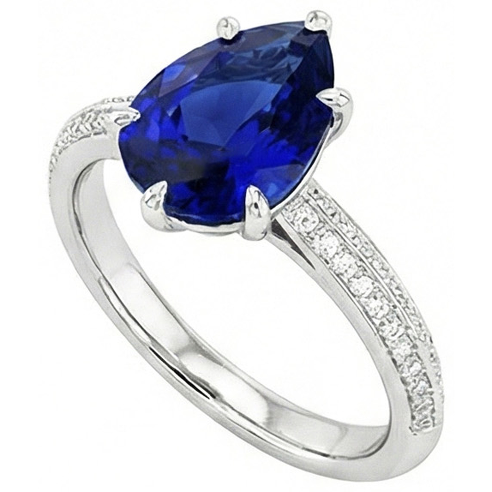 Natural Earth Mined Diamond ( Not Lab Grown ) Ceylon Sapphire Wedding Ring Prong Set Jewelry 3.50 Carats