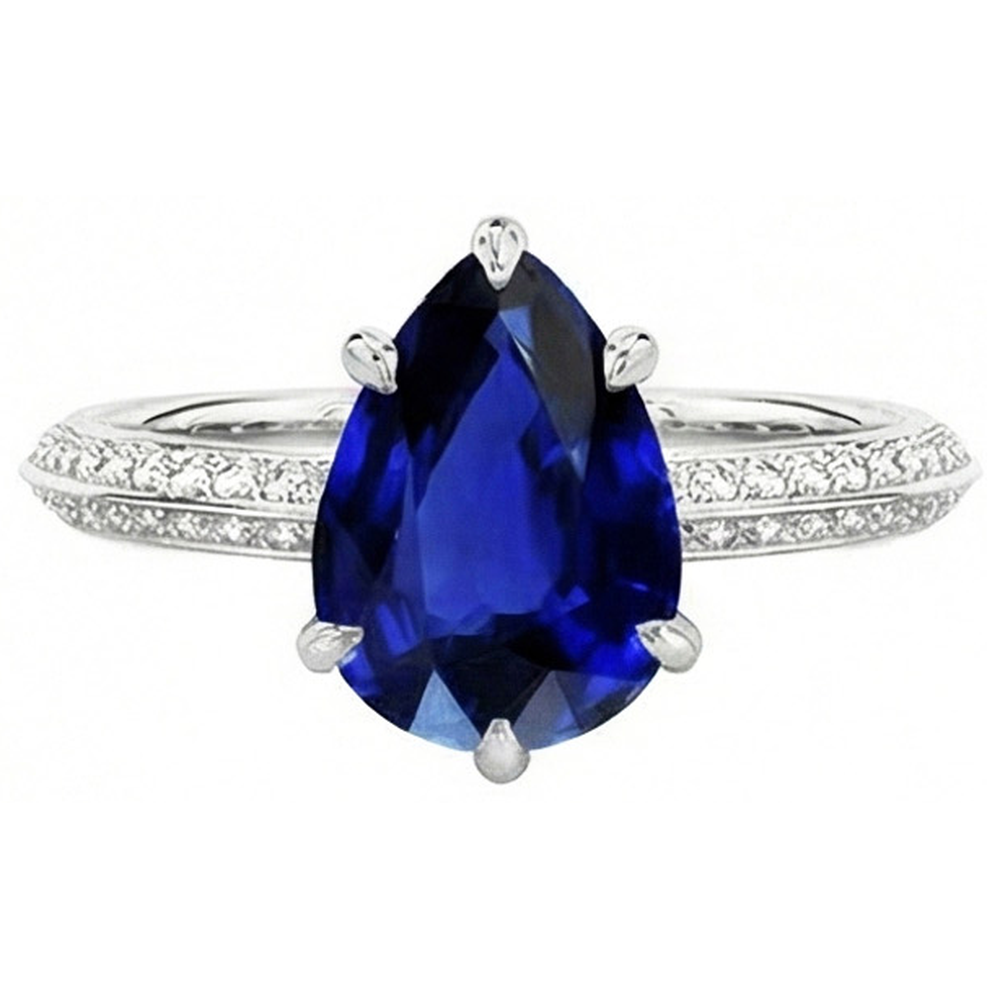 Natural Earth Mined Diamond ( Not Lab Grown ) Ceylon Sapphire Wedding Ring Prong Set Jewelry 3.50 Carats