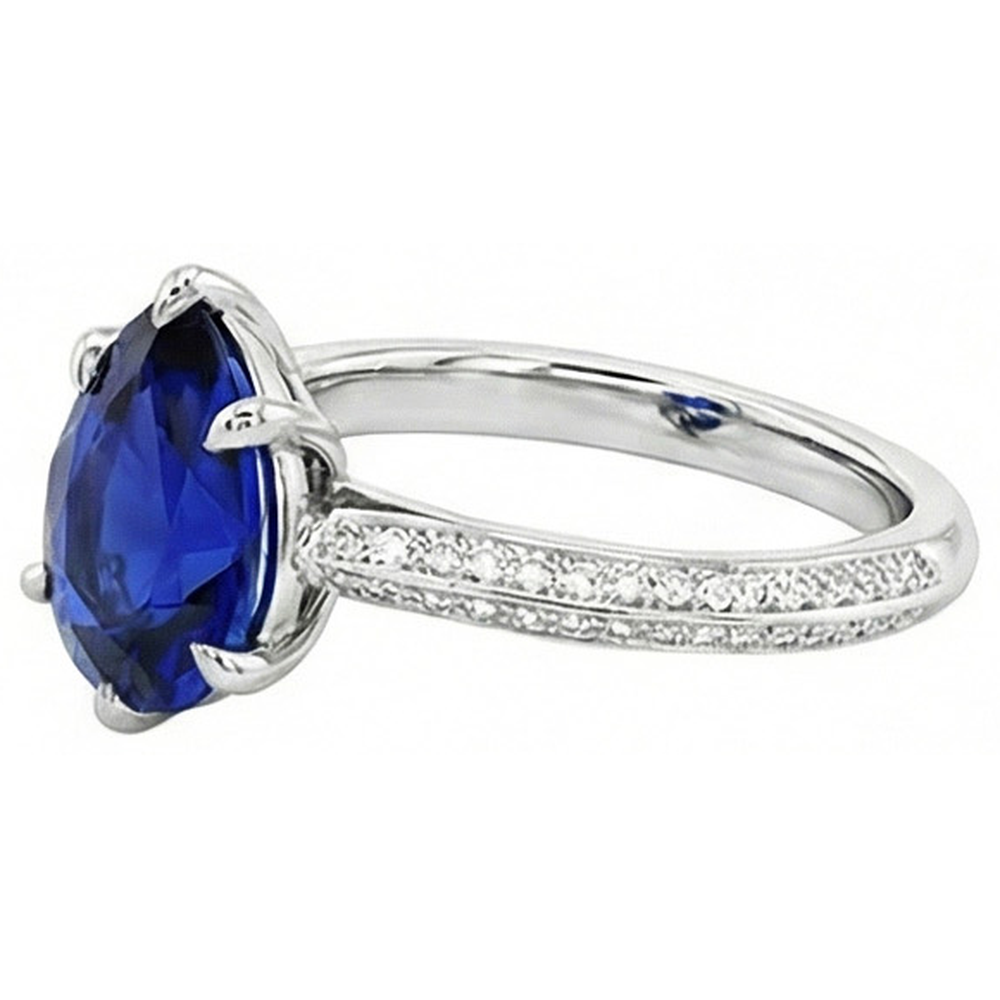 Natural Earth Mined Diamond ( Not Lab Grown ) Ceylon Sapphire Wedding Ring Prong Set Jewelry 3.50 Carats