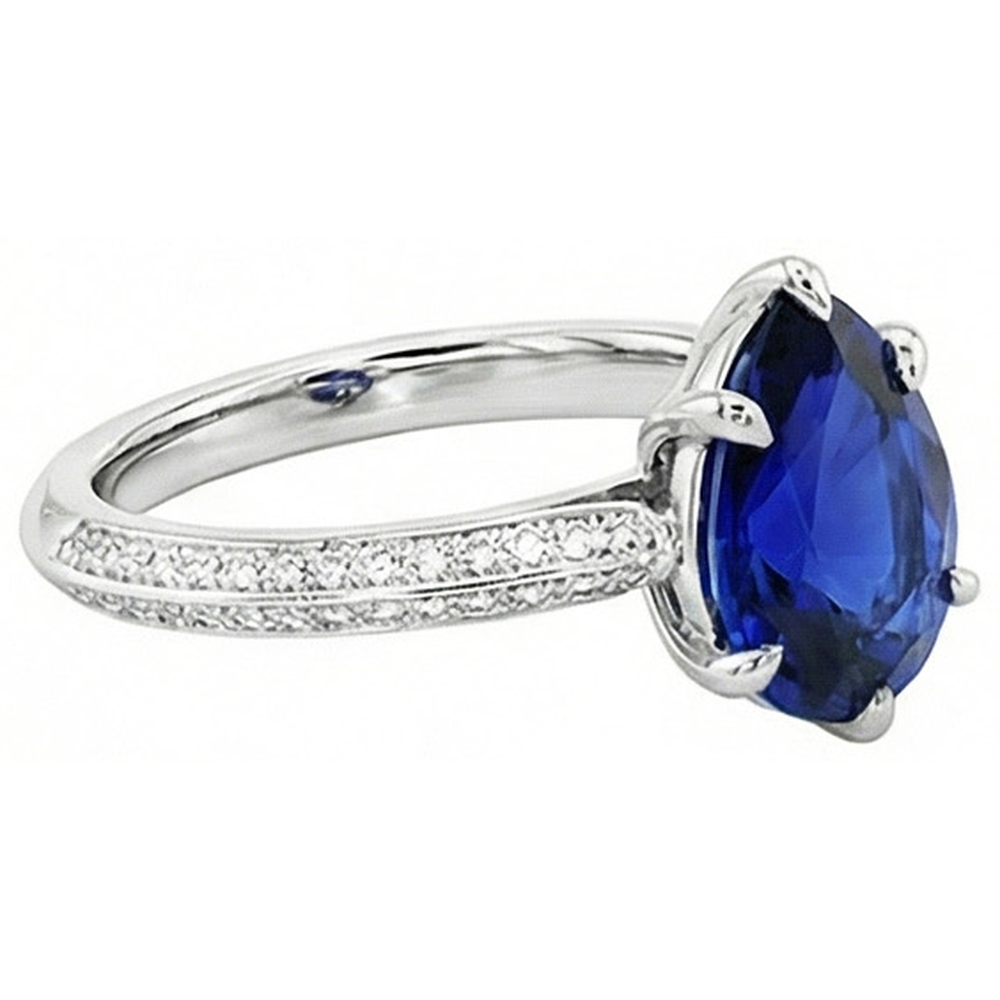 Natural Earth Mined Diamond ( Not Lab Grown ) Ceylon Sapphire Wedding Ring Prong Set Jewelry 3.50 Carats