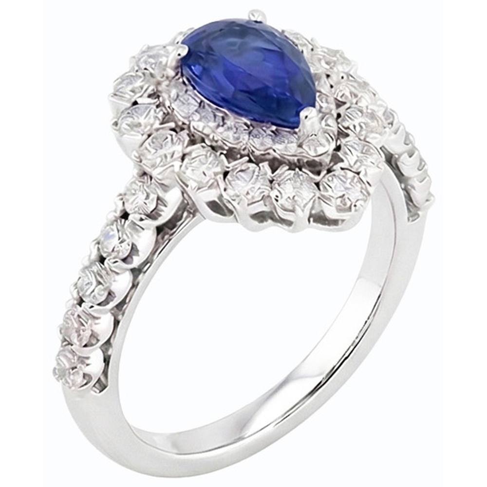 Natural Earth Mined Diamond ( Not Lab Grown ) Double Halo Ceylon Sapphire Ring Flower Style 4.50 Carats
