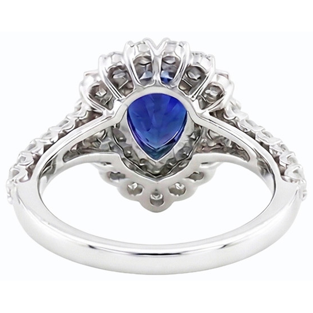 Natural Earth Mined Diamond ( Not Lab Grown ) Double Halo Ceylon Sapphire Ring Flower Style 4.50 Carats
