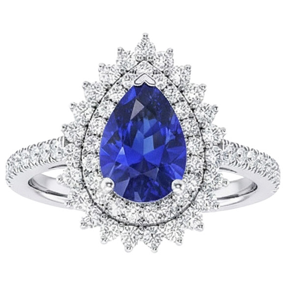 natural round sapphire 5.50ct ring top view