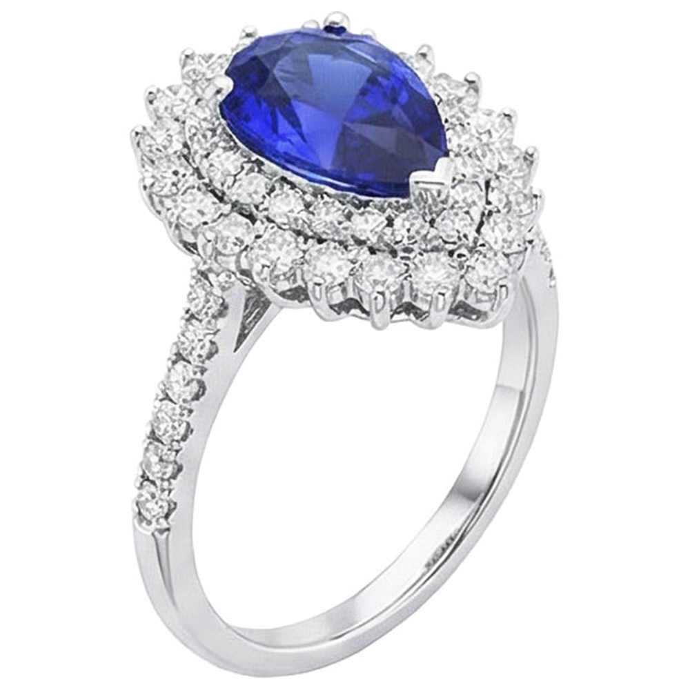 natural round sapphire 5.50ct ring on white background