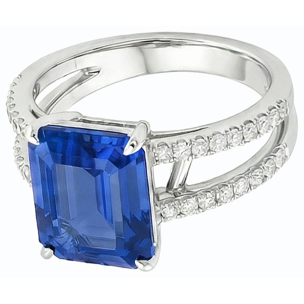 natural emerald sapphire 4.50ct ring close up detail