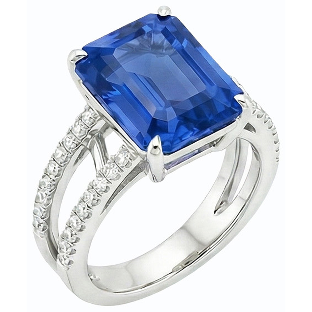 natural emerald sapphire 4.50ct ring top view