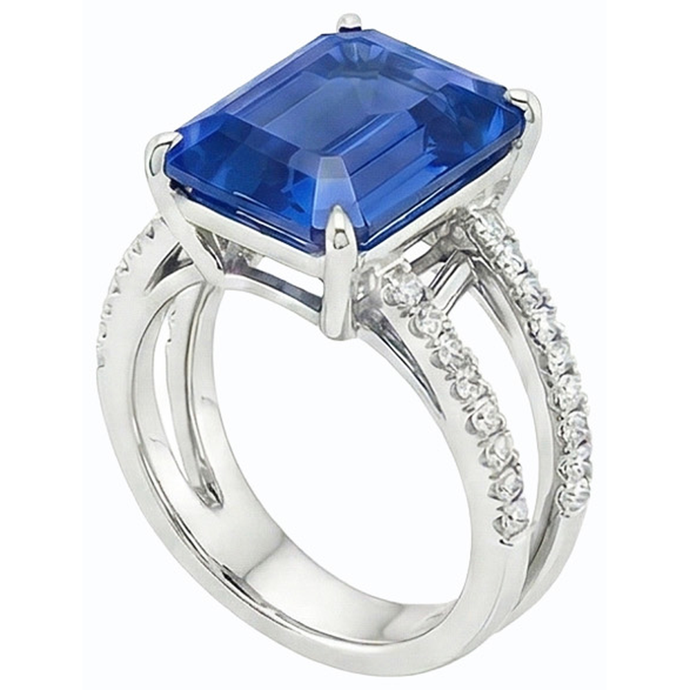 natural emerald sapphire 4.50ct ring profile view