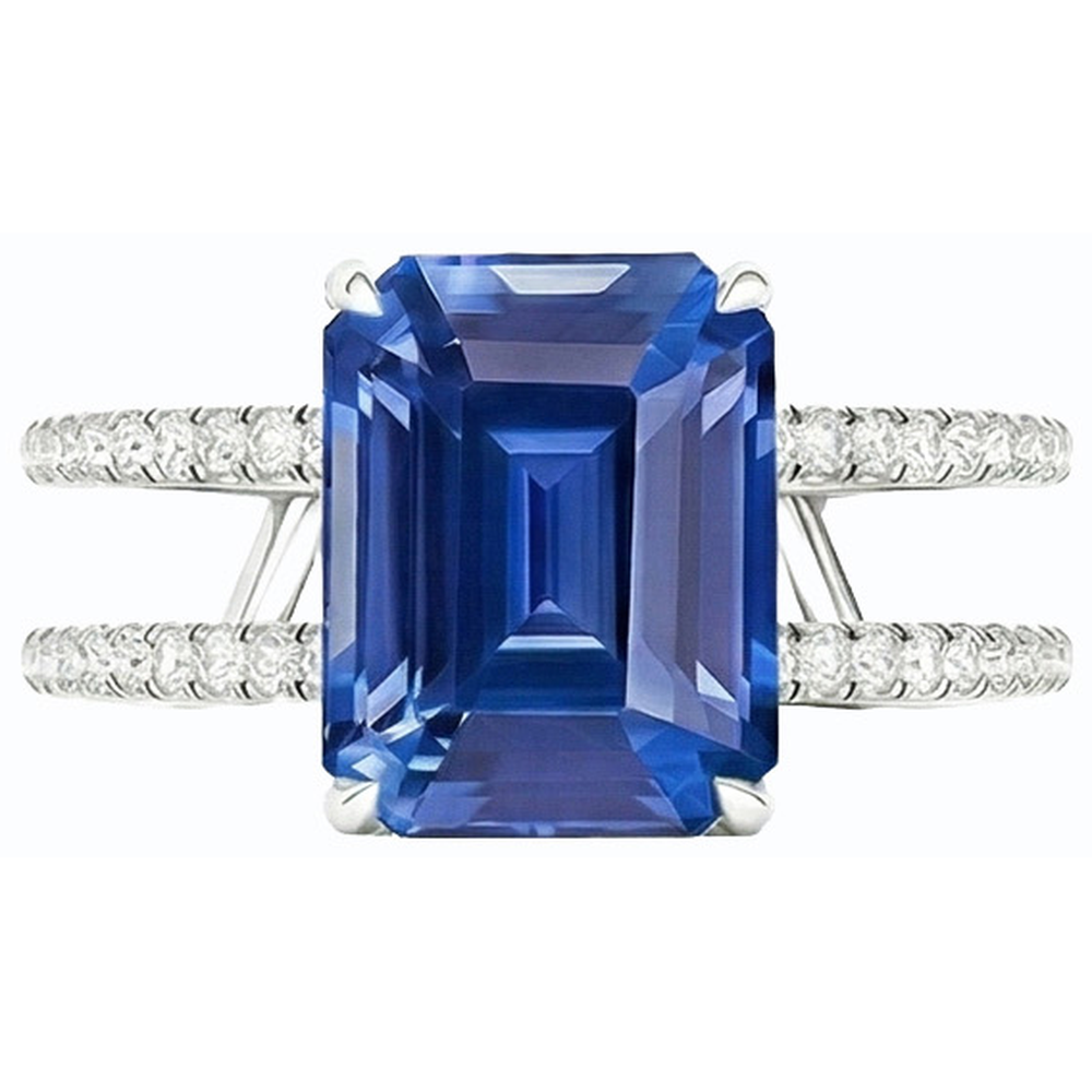natural emerald sapphire 4.50ct ring on white background