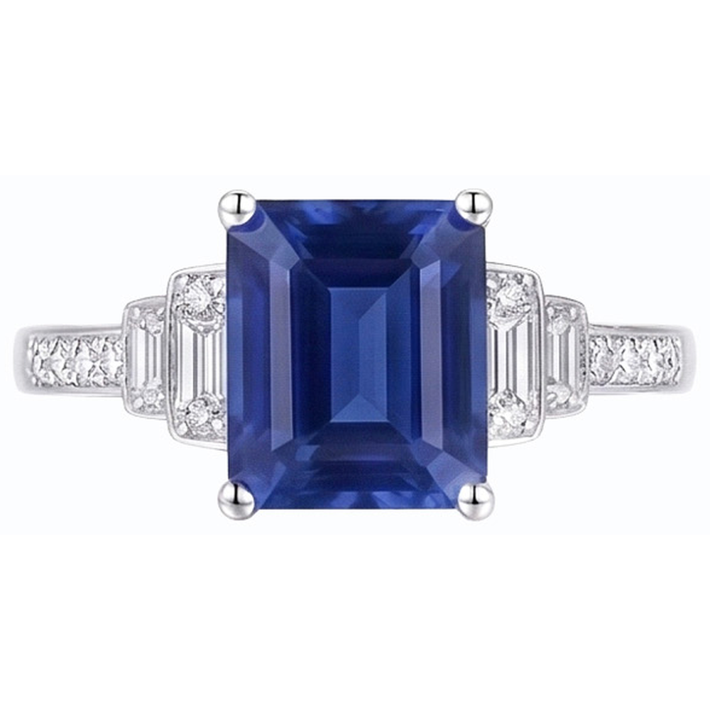natural emerald sapphire 3ct ring front view
