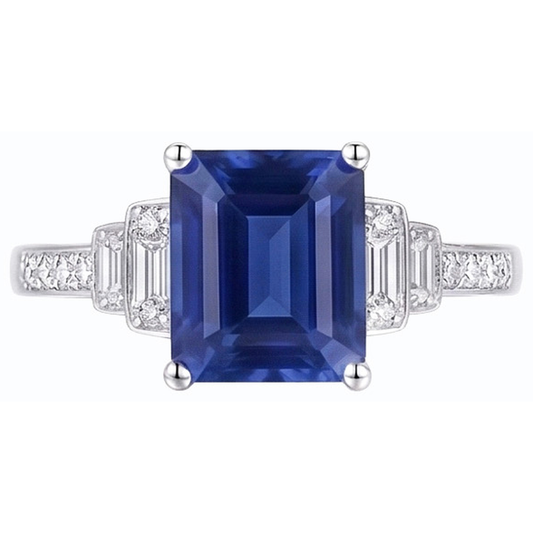 natural emerald sapphire 3ct ring front view