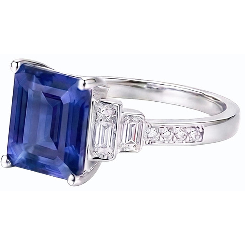 natural emerald sapphire 3ct ring close up detail