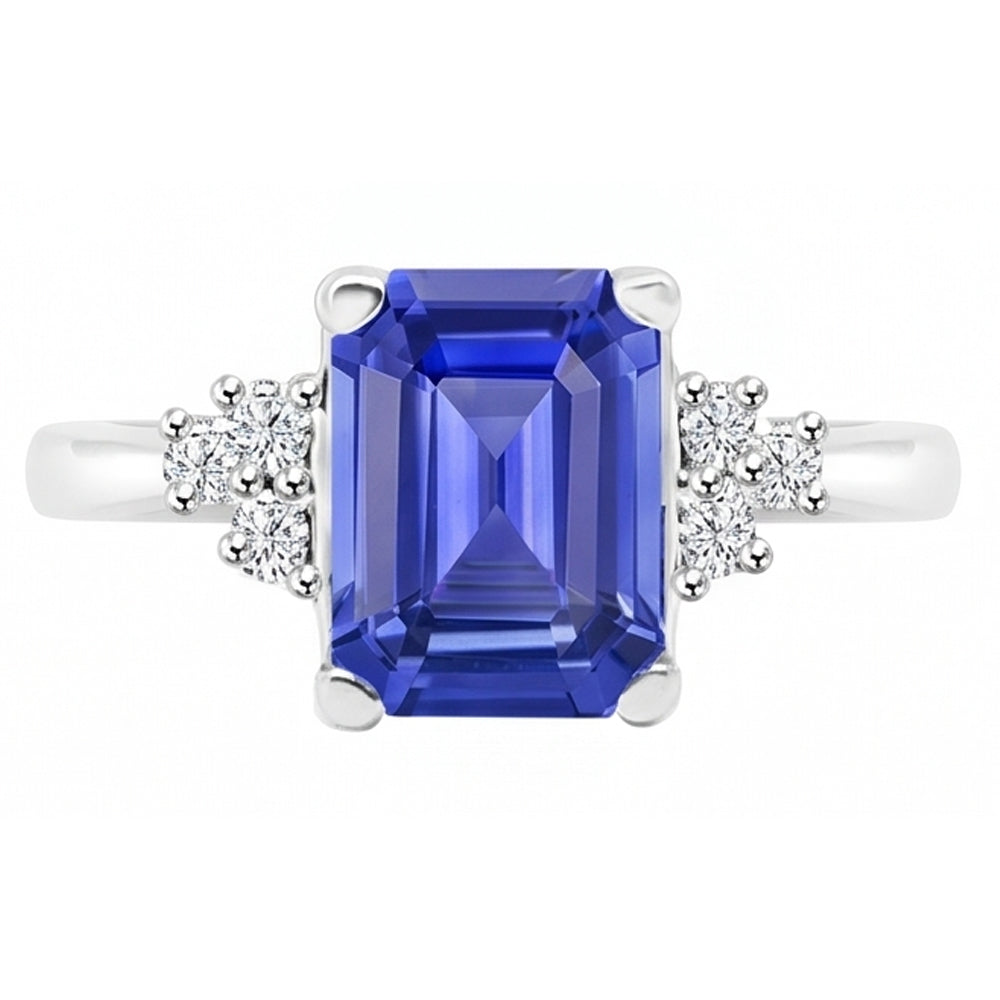 Natural Earth Mined Diamond ( Not Lab Grown ) Emerald Ceylon Sapphire Anniversary Ring 3.50 Carats