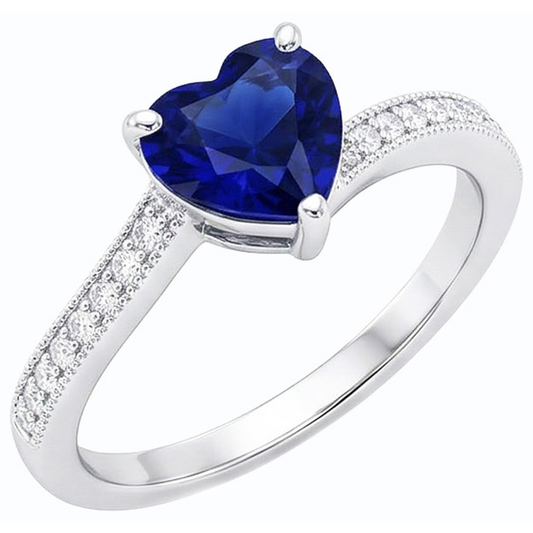 natural round sapphire 2ct ring front view