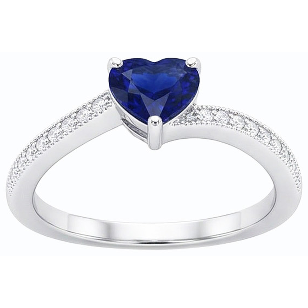 natural round sapphire 2ct ring close up detail