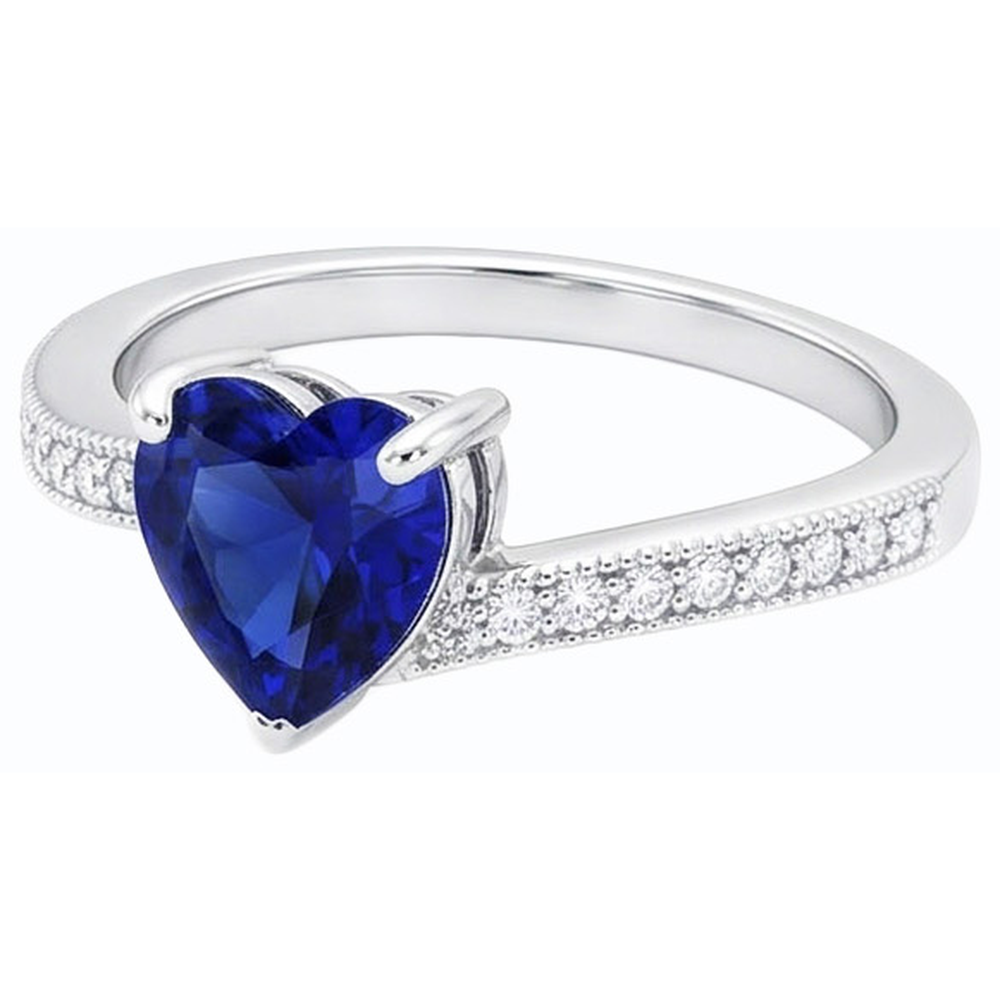natural round sapphire 2ct ring top view