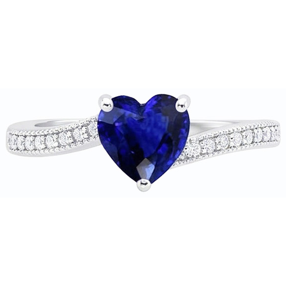 natural round sapphire 2ct ring side angle