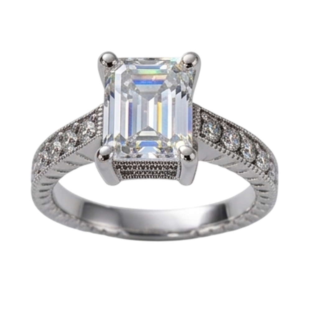 Natural Earth Mined Diamond ( Not Lab Grown )  Engagement Ring 1.50 Ct. Vintage Style White Gold 14K