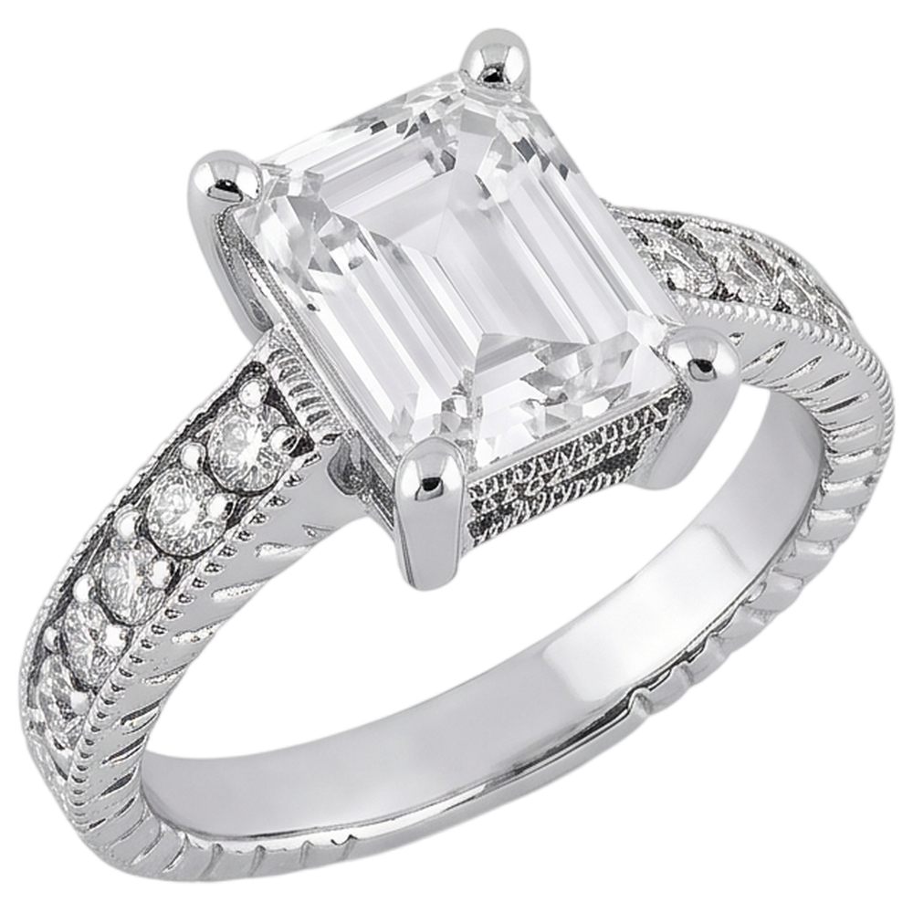 Natural Earth Mined Diamond ( Not Lab Grown )  Engagement Ring 1.50 Ct. Vintage Style White Gold 14K