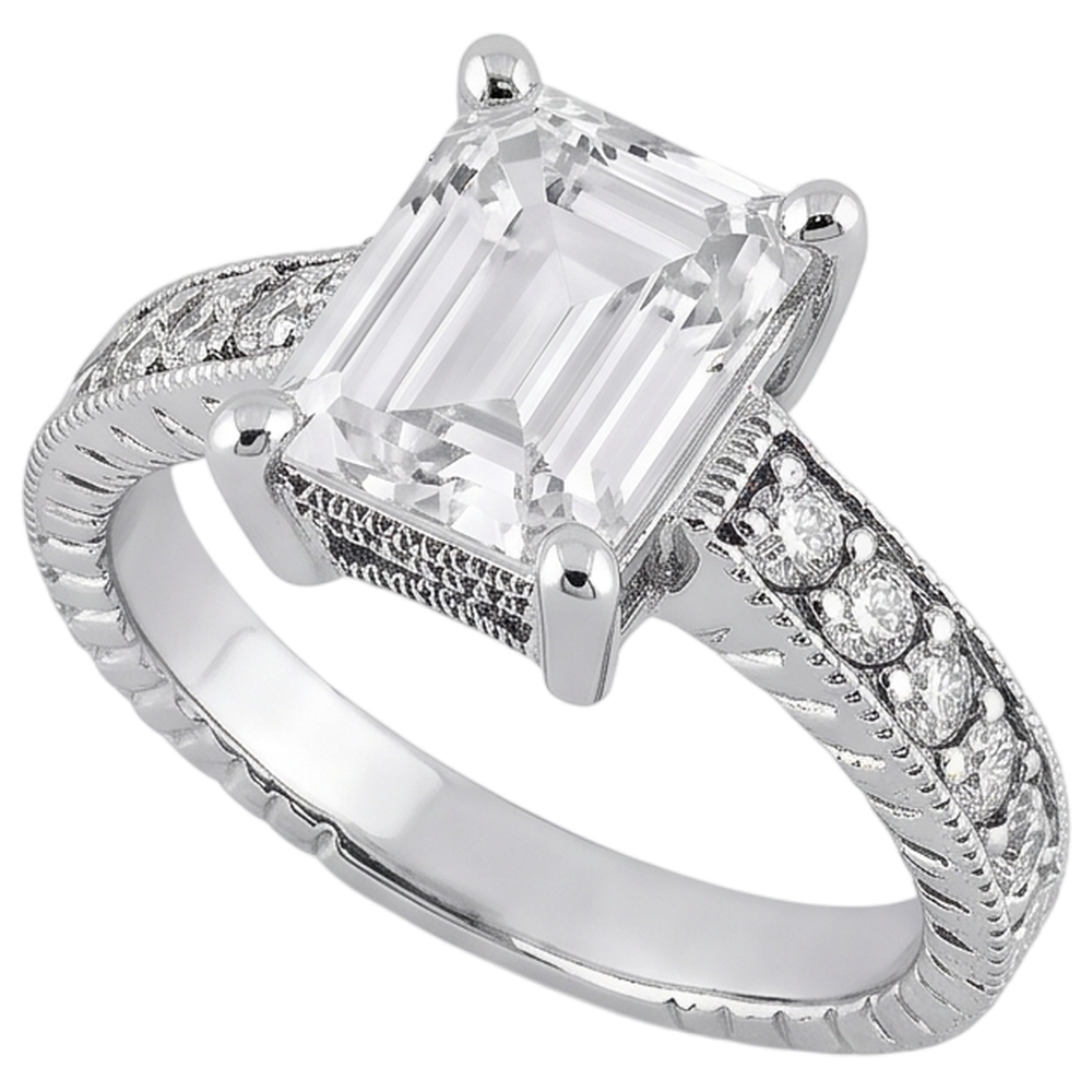 Natural Earth Mined Diamond ( Not Lab Grown )  Engagement Ring 1.50 Ct. Vintage Style White Gold 14K