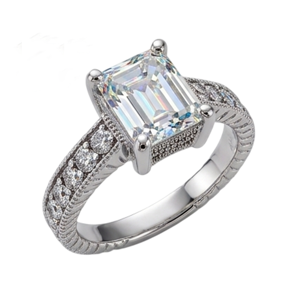 Natural Earth Mined Diamond ( Not Lab Grown )  Engagement Ring 1.50 Ct. Vintage Style White Gold 14K