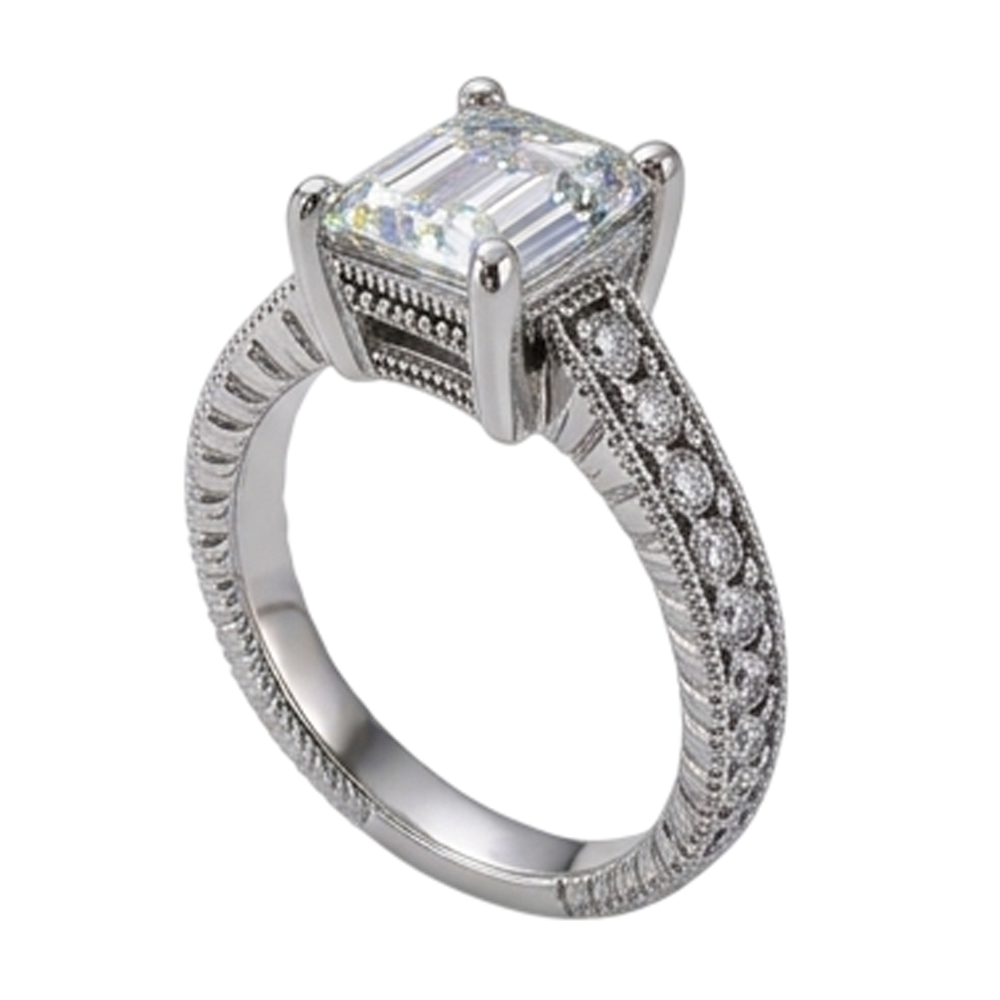 Natural Earth Mined Diamond ( Not Lab Grown )  Engagement Ring 1.50 Ct. Vintage Style White Gold 14K