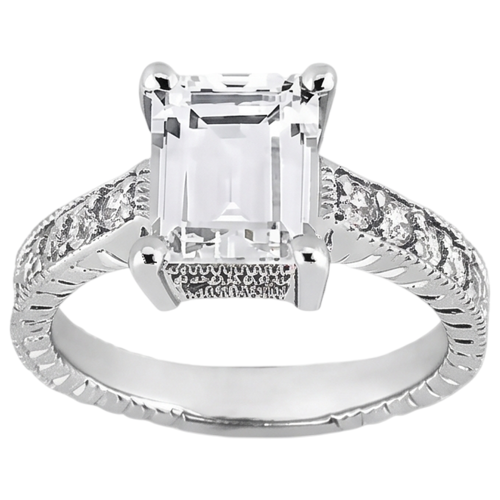 Natural Earth Mined Diamond ( Not Lab Grown )  Engagement Ring 1.50 Ct. Vintage Style White Gold 14K