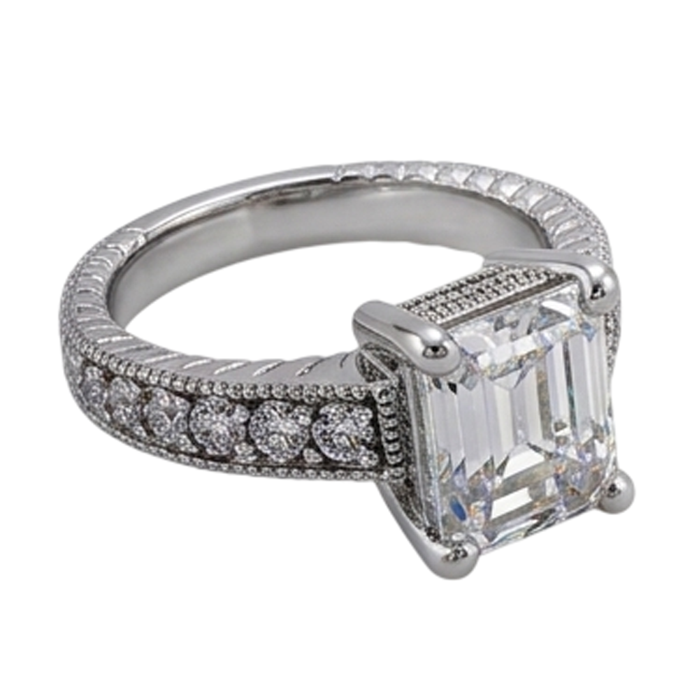 Natural Earth Mined Diamond ( Not Lab Grown )  Engagement Ring 1.50 Ct. Vintage Style White Gold 14K