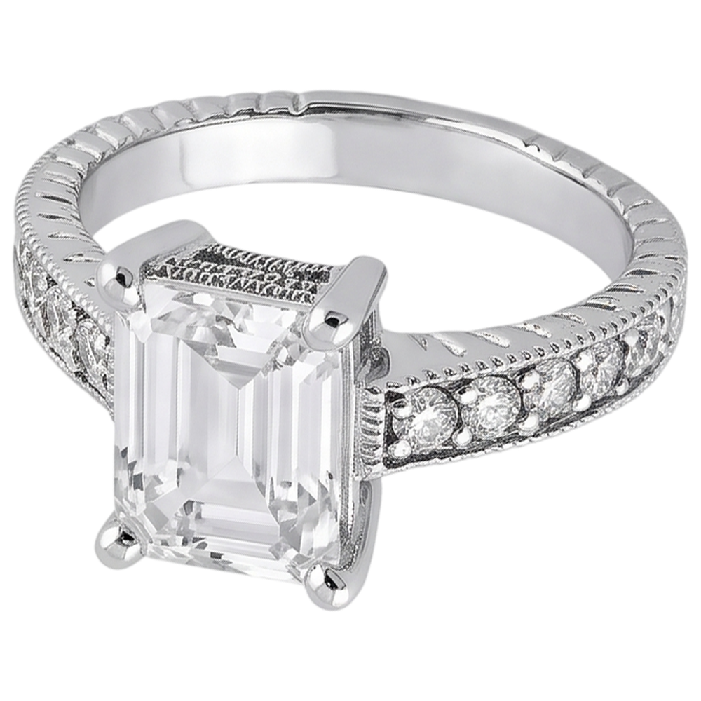 Natural Earth Mined Diamond ( Not Lab Grown )  Engagement Ring 1.50 Ct. Vintage Style White Gold 14K