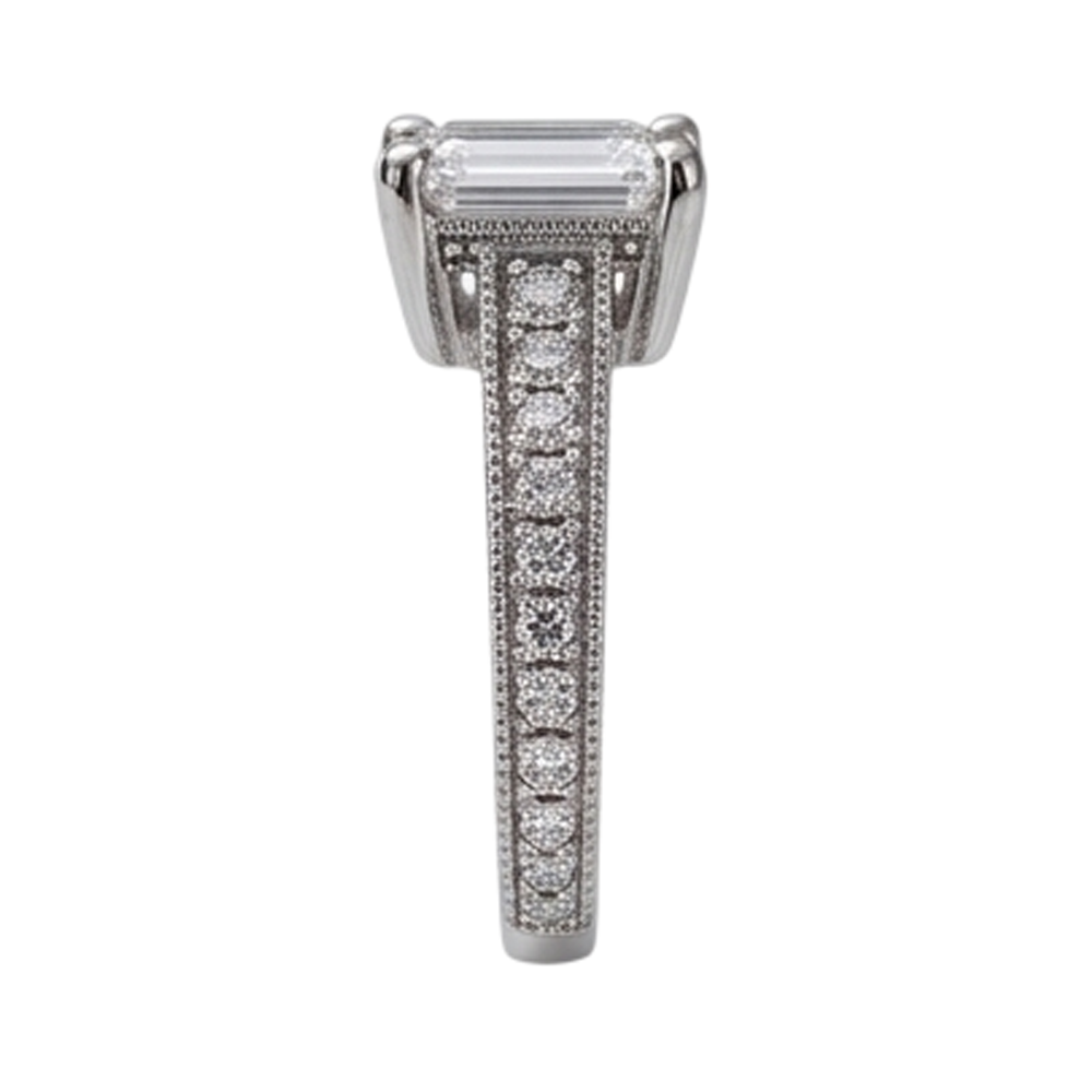 Natural Earth Mined Diamond ( Not Lab Grown )  Engagement Ring 1.50 Ct. Vintage Style White Gold 14K