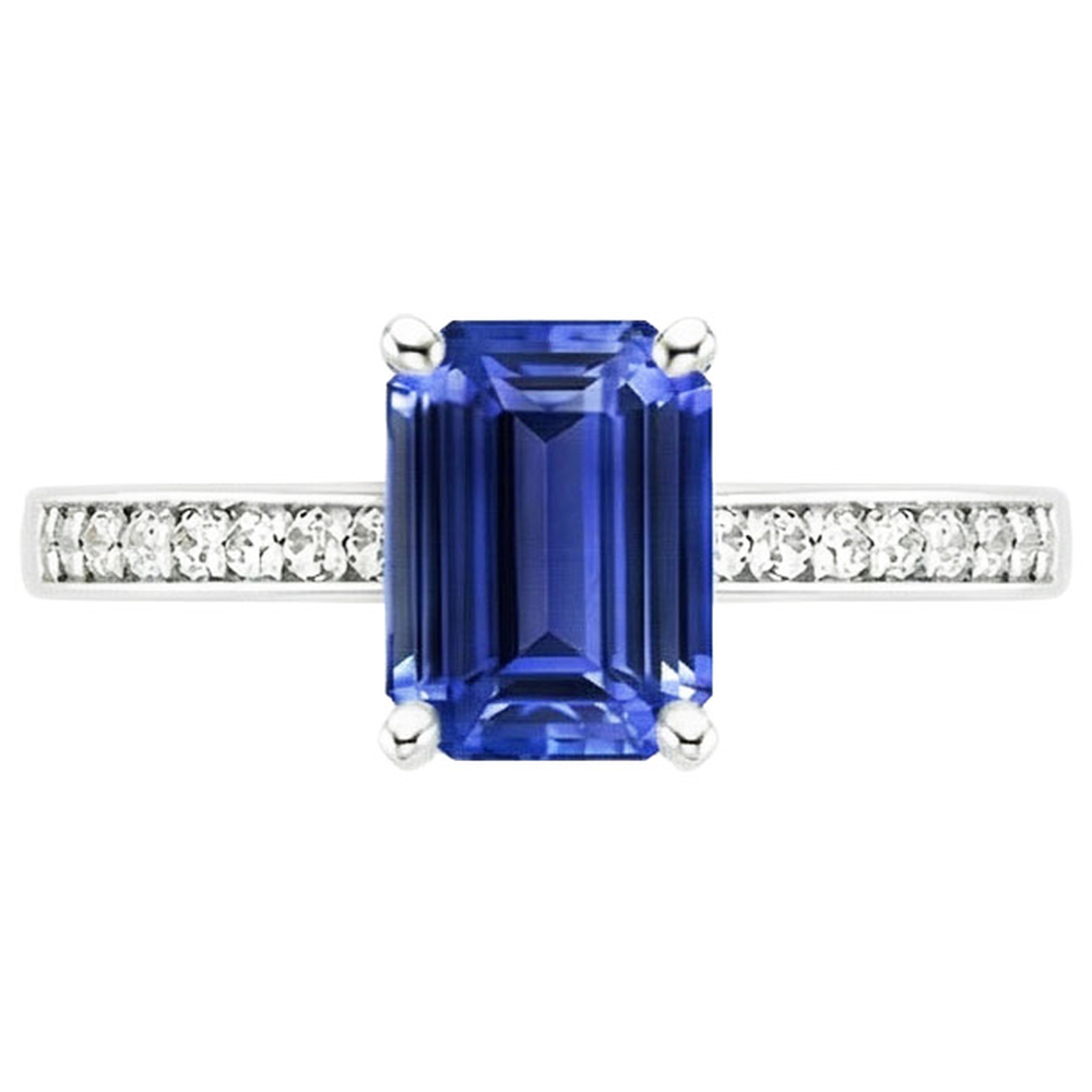 natural emerald sapphire 3.50ct ring profile view