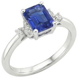 Natural Earth Mined Diamond ( Not Lab Grown ) Engagement Ring Emerald With Accents Blue Sapphire 4 Carats