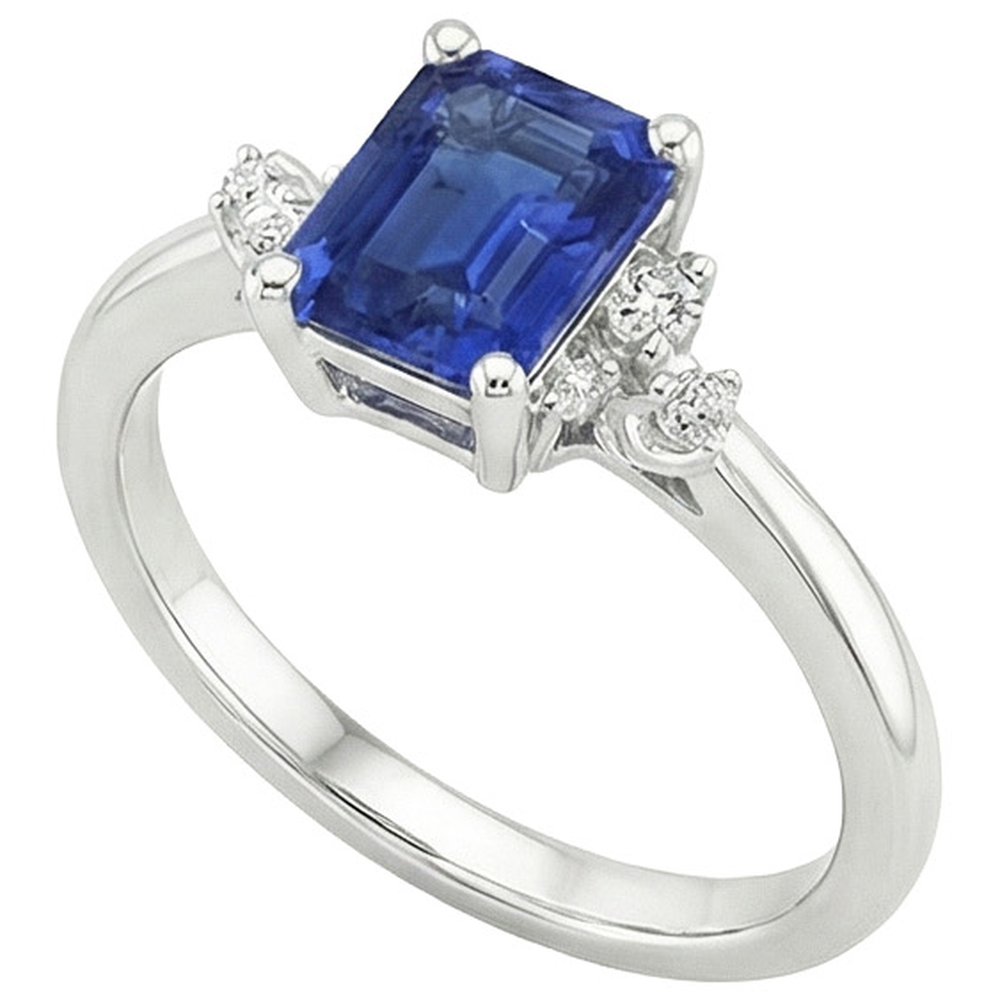 Natural Earth Mined Diamond ( Not Lab Grown ) Engagement Ring Emerald With Accents Blue Sapphire 4 Carats