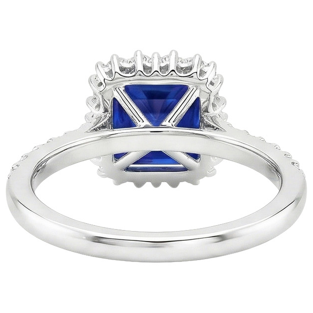 Natural Earth Mined Diamond ( Not Lab Grown ) Engagement Ring Halo Ceylon Sapphire Sunburst Style 6.25 Carat