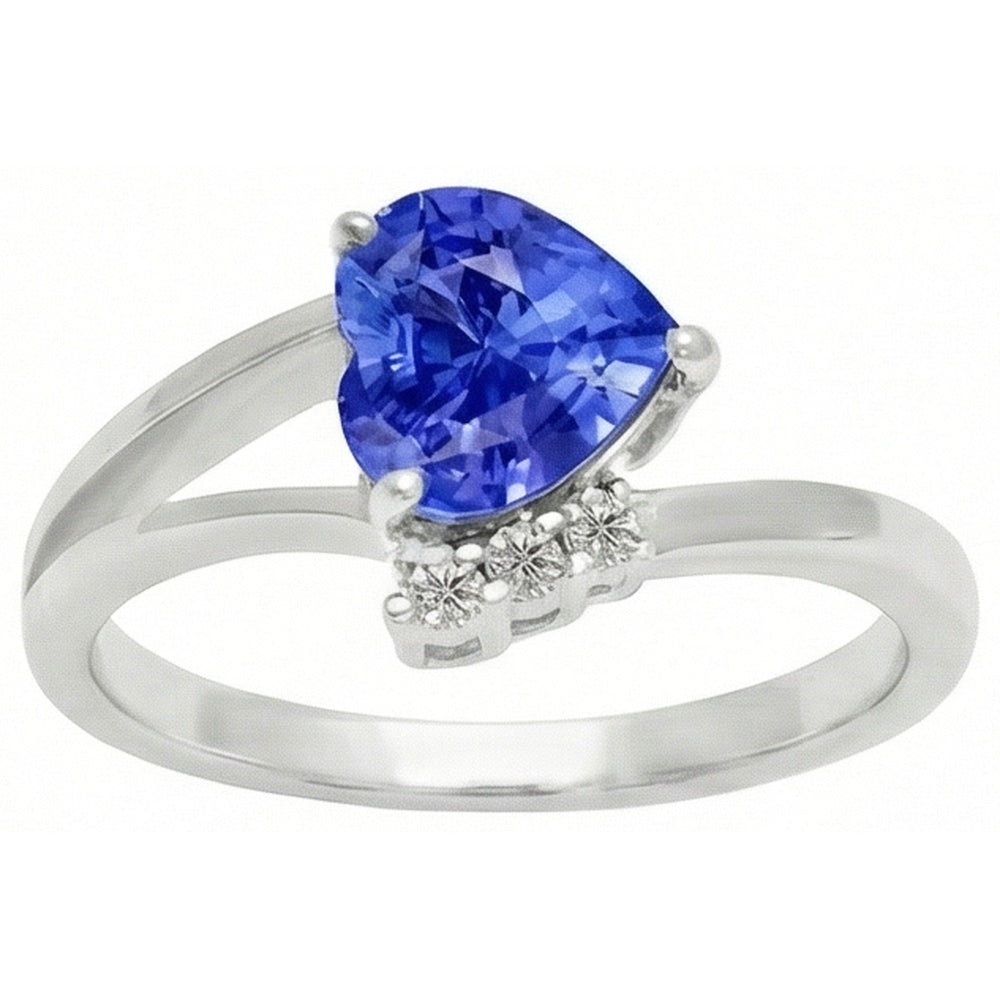 Natural Earth Mined Diamond ( Not Lab Grown ) Engagement Ring Heart Light Blue Sapphire 2.25 Carats