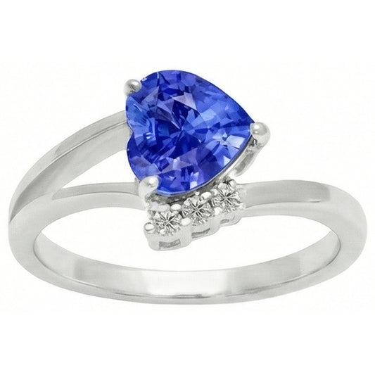 Natural Earth Mined Diamond ( Not Lab Grown ) Engagement Ring Heart Light Blue Sapphire 2.25 Carats