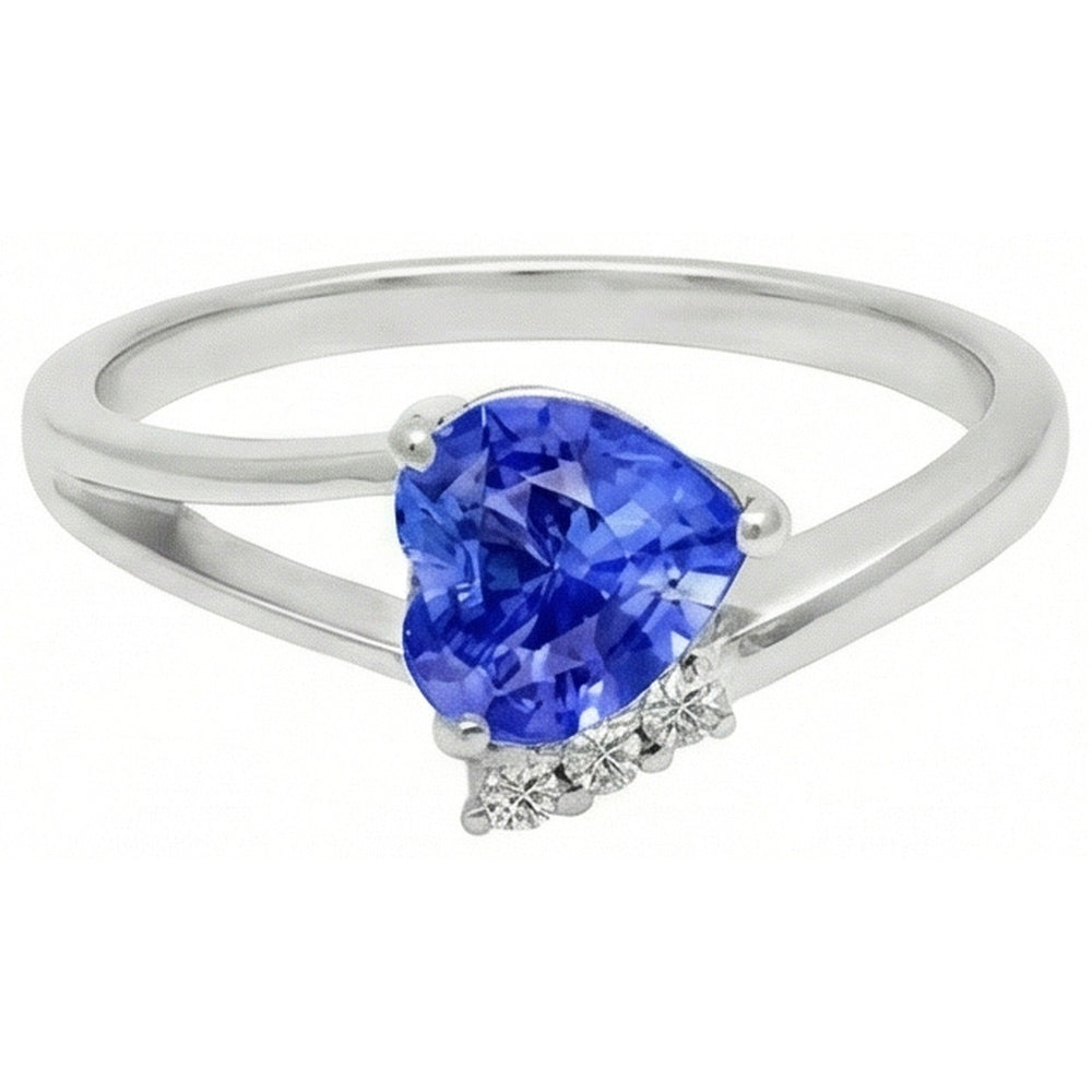 Natural Earth Mined Diamond ( Not Lab Grown ) Engagement Ring Heart Light Blue Sapphire 2.25 Carats